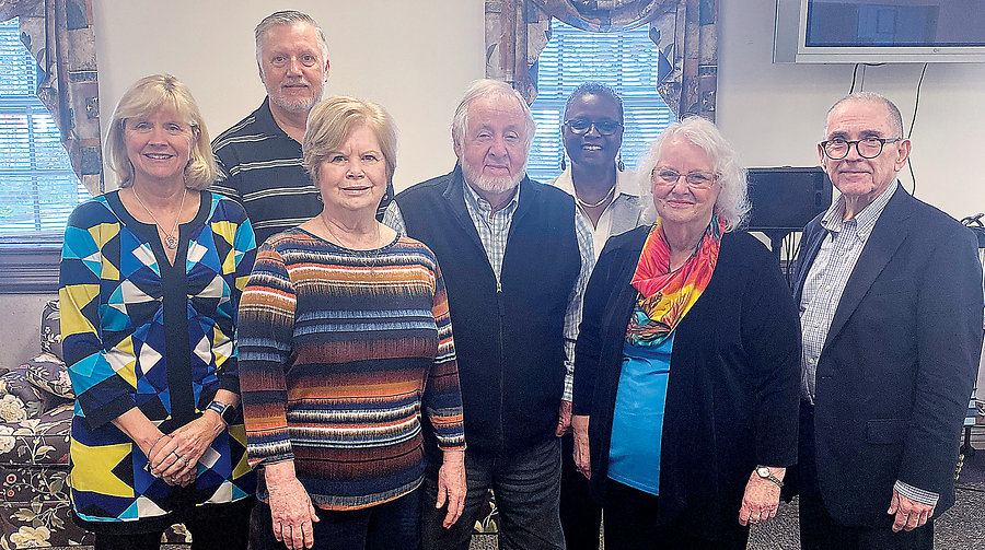 The staff of Tidewater Pastoral Counseling. From left to right: Sarah Massie, Marty Phillips, Kay Dezern, Bill Austin, Linda Clark, Pat Hoeft, Bob Gunn.