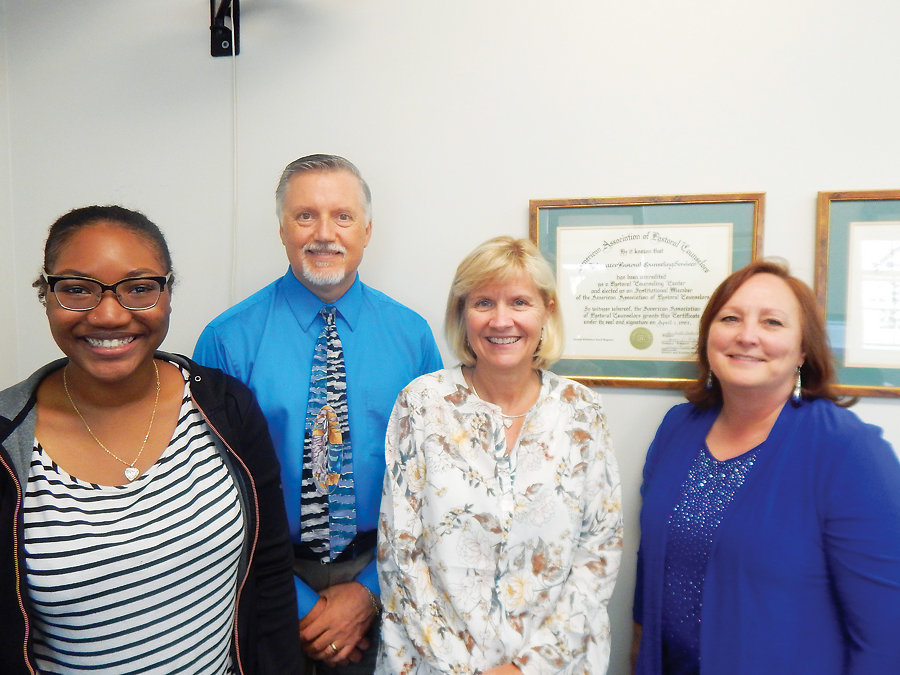 Staff members at Tidewater Pastoral Counseling Servicesâ€™ central office:  (left to right) Tracy Tittle; Executive Director Rev. Marty Phillips, LPC;  Sarah R. Massie, LPC, NCC; Cathy Townsend