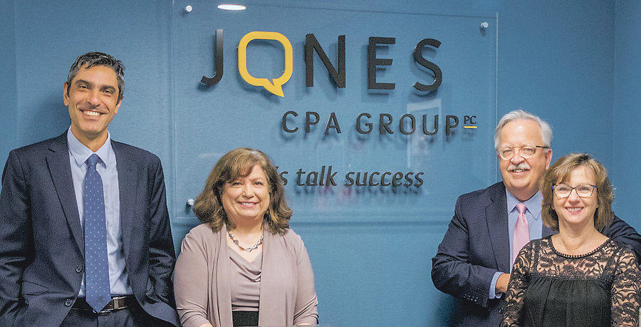 The shareholders  of Jones CPA Group. From left:  Vice President/COO Ali E. Gunbeyi;  <BR>Assistant  Vice President  Nell M. Green; President/CEO Stephen M. Jones; Assistant  Vice President Cathy C. Nadeau.     <BR>   Photo by  Terry Young Air Aspects