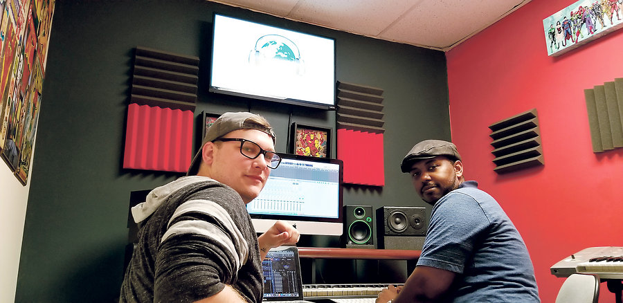 DJ Davis, right, with former student and local producer Jon Schools, aka Deph Voice, <BR>work together to produce top-notch professional recordings.