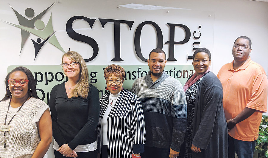 Some of STOPâ€™s managerial and support staff.  From left: Charnitta Waters, Christian Joyner, Regina P. Lawrence, Carlos Clanton, Madgie McRae and Michael Thomas