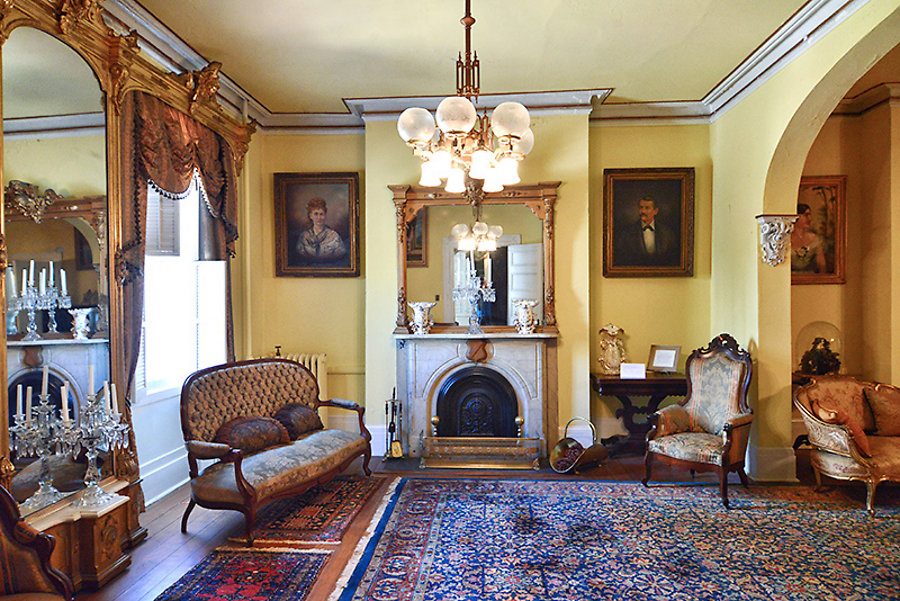 The second floor parlors of the Hill House where four US Presidents were received as guests