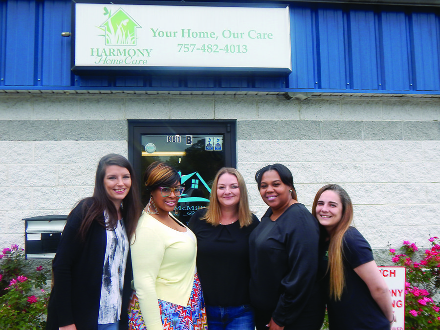 The office staff of Harmony Home Care. From left: Jessica Briley, Donisha Carter, Jennifer Johnson, Danyelle Custis and Melanie Beecham