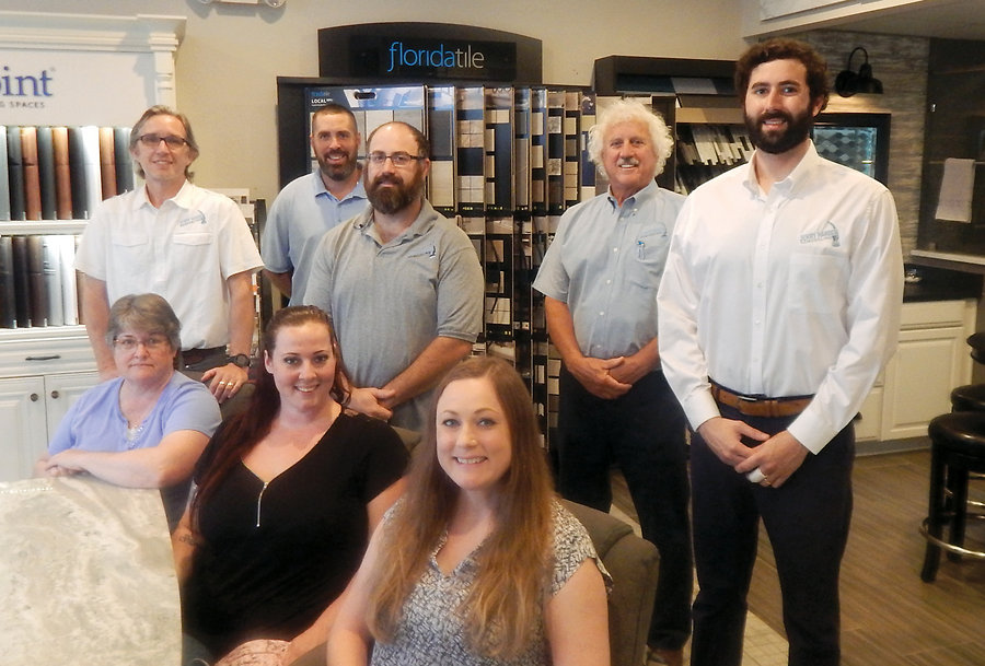 The Jerry Harris Remodeling team. Back row from left: Chris Williams, Chris Hill, Jake Harris, Jerry Harris and Josh Harris. Front row from left: Karen Gallond, Sydney Judah, Melody Zuniga.