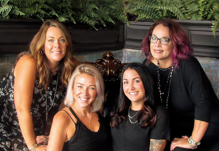 The talented management team of Salon on Pointe. (From left to right) Autumn Saunders (lead stylist),  Lacey Williford (operations manager), Candy Joyner (social media manager), and Chanda Kinney (owner). 