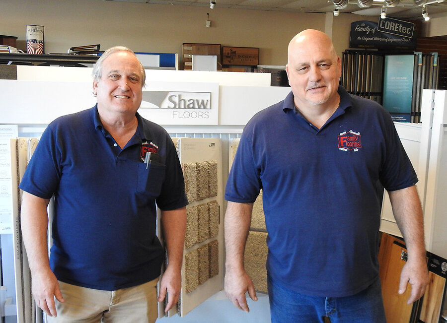 Tony Johnson left, and Jeff Jechura, co-owners of Family Flooring